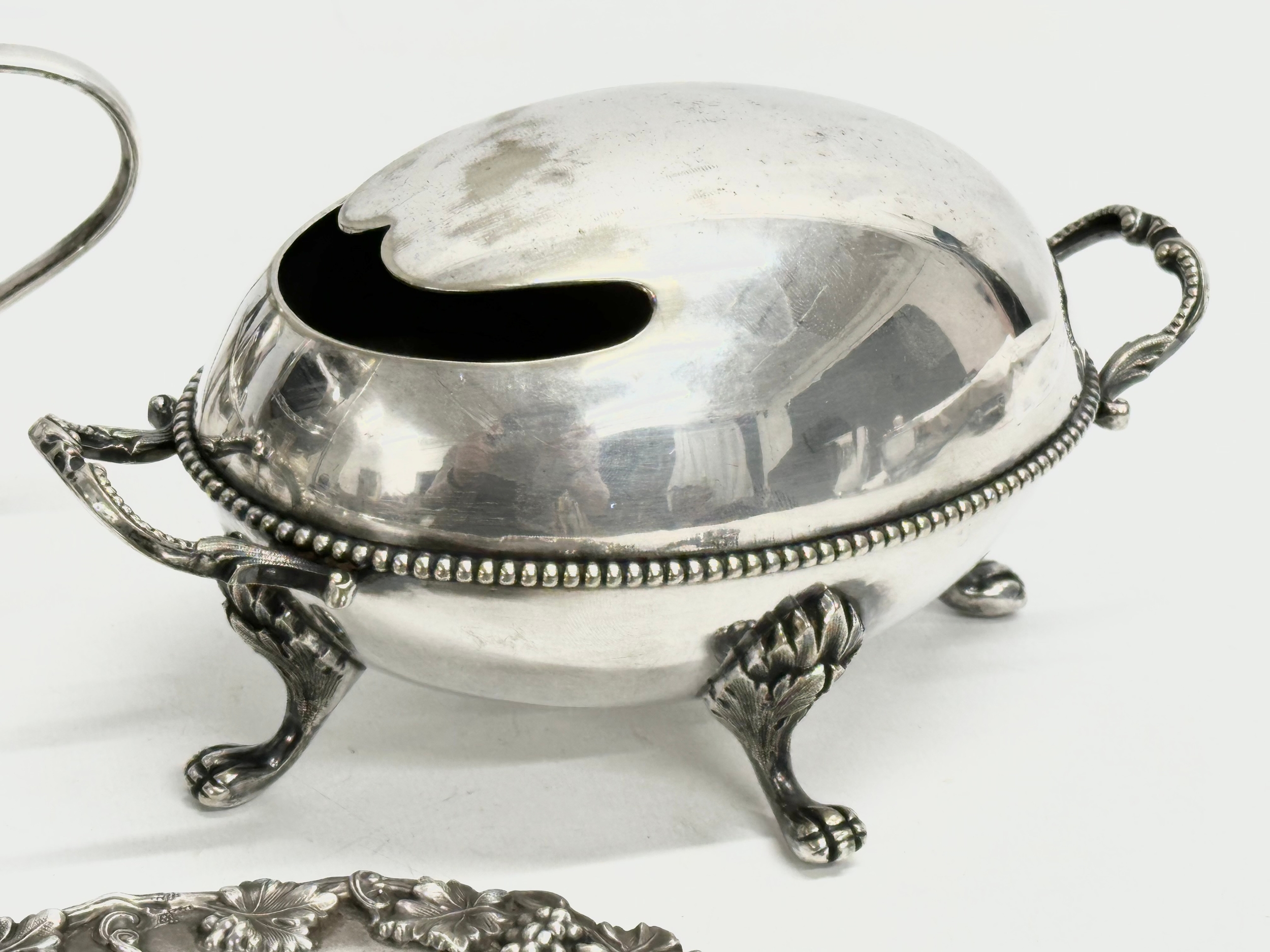 A collection of 19th and Early 20th Century silver plate. A John H Lunn silver plated tray 59cm. A - Image 4 of 6