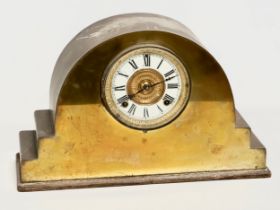 A Late 19th Century brass mantle clock by Ansonia Clock Co. With pendulum. 44x15x27cm