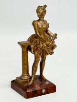 A late 19th century spelter figurine on marble base. 13cm