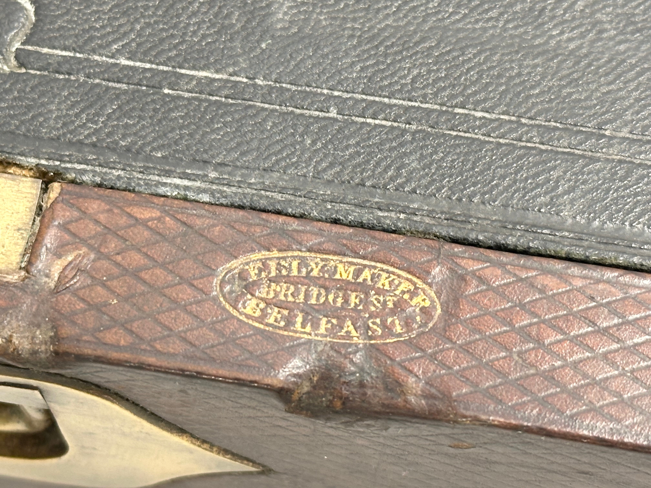A 19th Century Victorian leather travel writing slope. Belfast maker. Open 60x36cm. Closed - Image 9 of 9