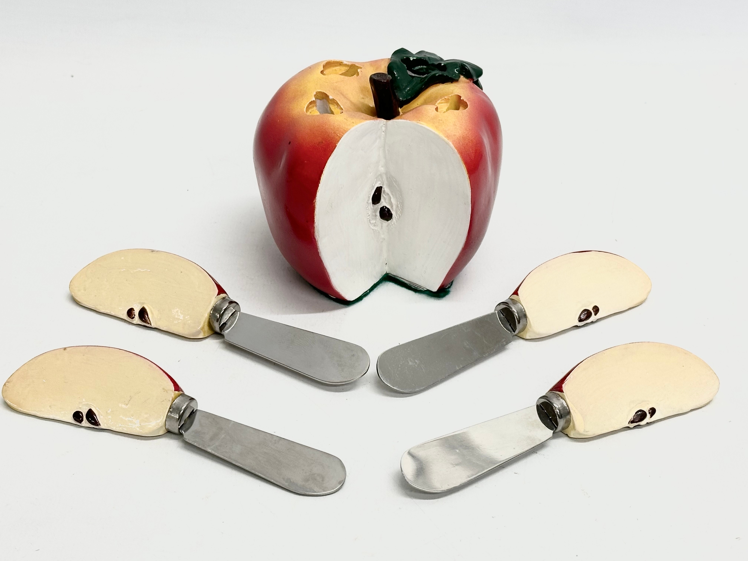 A collection of Mid 20th Century cruet sets etc. A Goebel pottery cruet set. An apple butter knife - Image 4 of 10