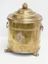 An Early 20th Century brass coal bin. 32x33x45cm