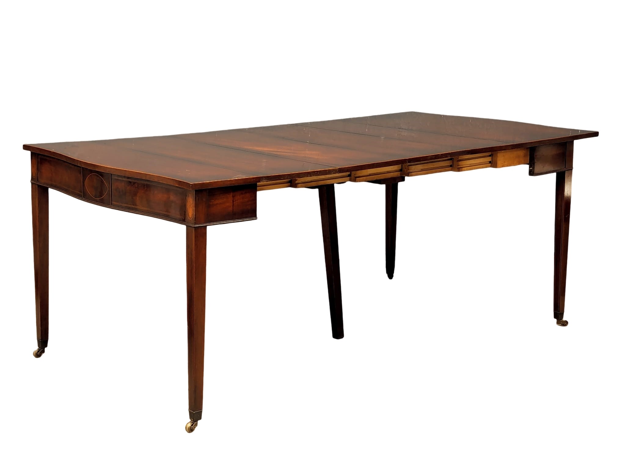 A Sheraton style inlaid mahogany turnover tea table/dining table - Image 9 of 9