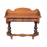 A Victorian mahogany gallery back double pedestal side table with 2 dummy drawers. 104x46x87cm