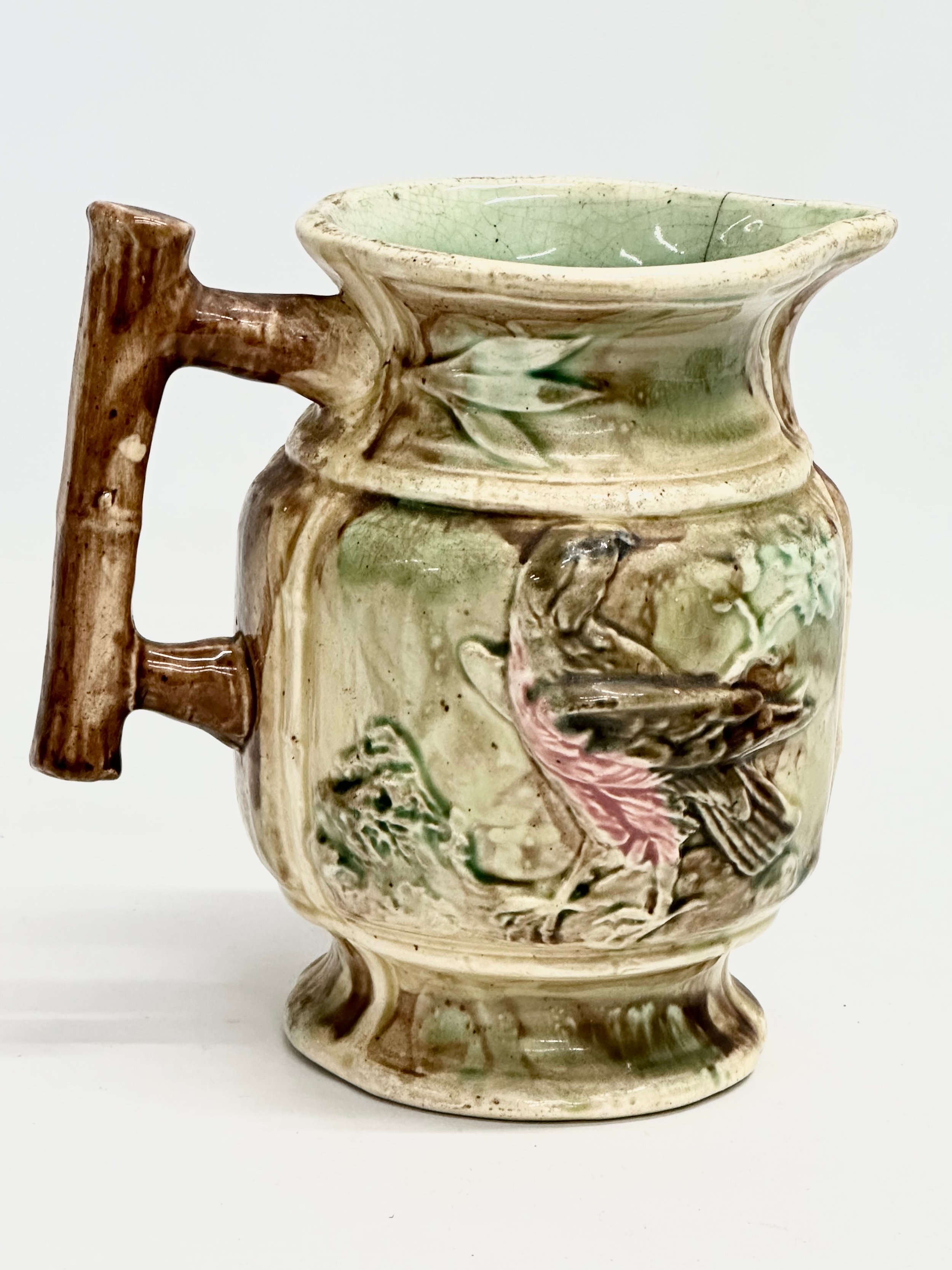 A collection of Late 19th Century Forester Majolica pottery. Plates 21cm. Jug 16x13x17cm - Image 5 of 7