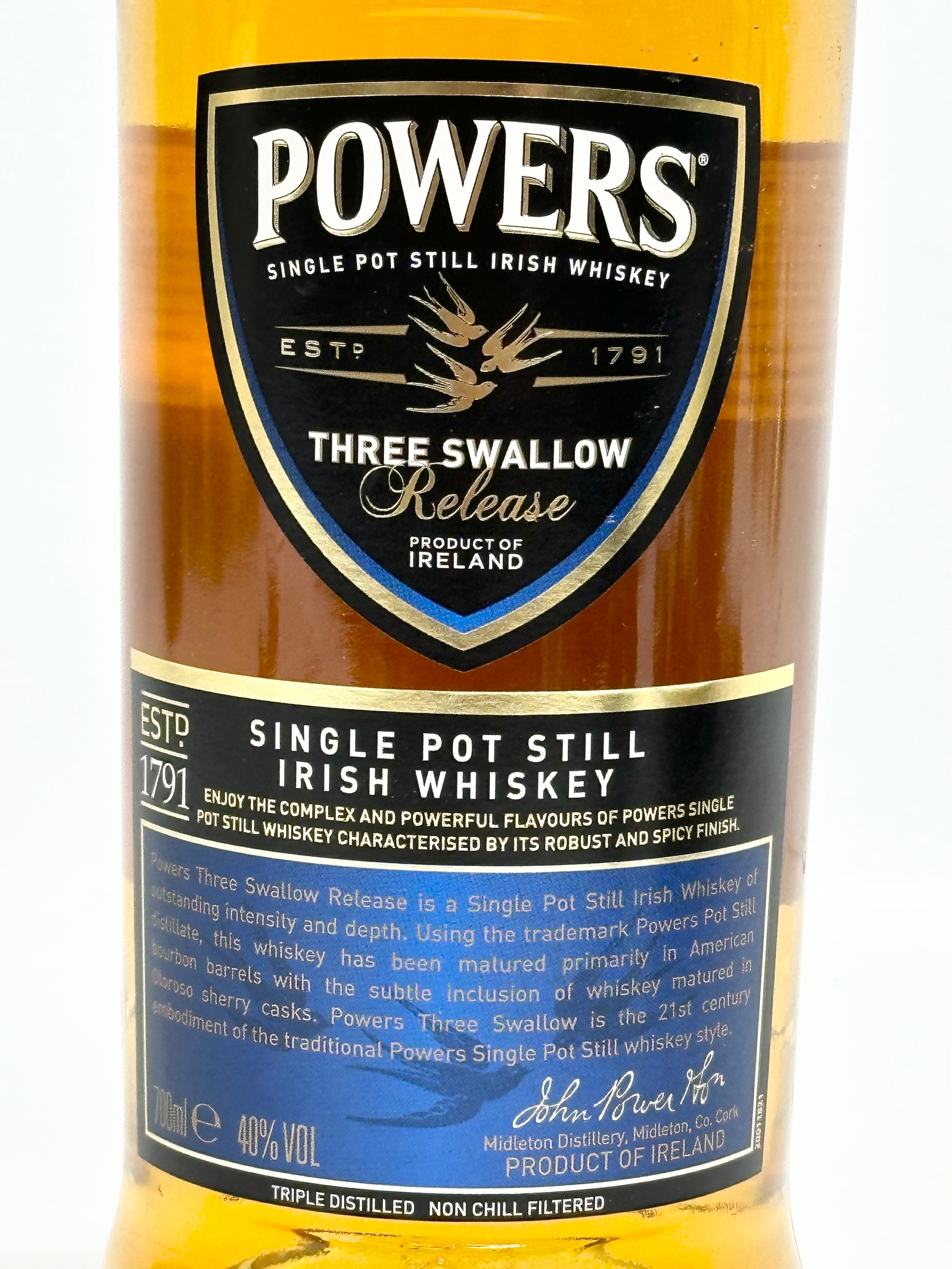 A bottle of Powers Three Swallow Release Single Pot Still Irish Whiskey. 700ml. - Image 2 of 2