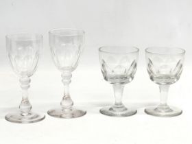 2 pairs of Victorian slice cut drinking glasses. Victorian wine glasses 13cm. A pair of Victorian