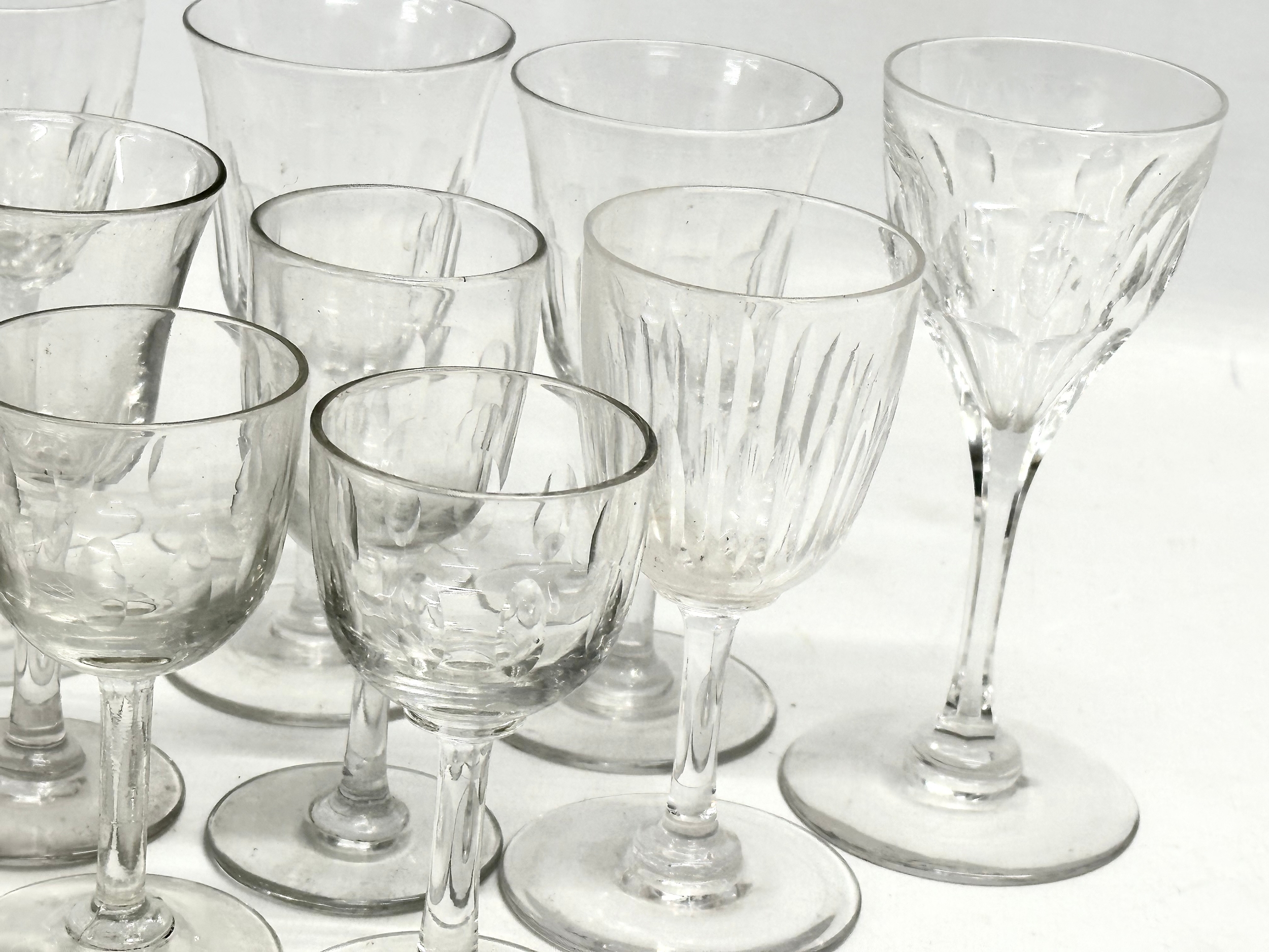 A collection of Mid/Late 19th Century Victorian slice lens cut drinking glasses. 13cm. 12cm. 11cm. - Image 5 of 9