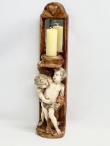 A French style mirror back wall mounted candleholder by Alan Wallis Designs. 64cm