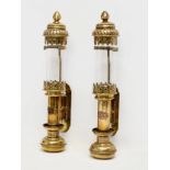 A pair of Early 20th Century Great Northern Railway brass carriage lamps. 35cm