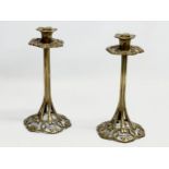 A pair of Art Nouveau brass candlesticks. Circa 1900. 24cm