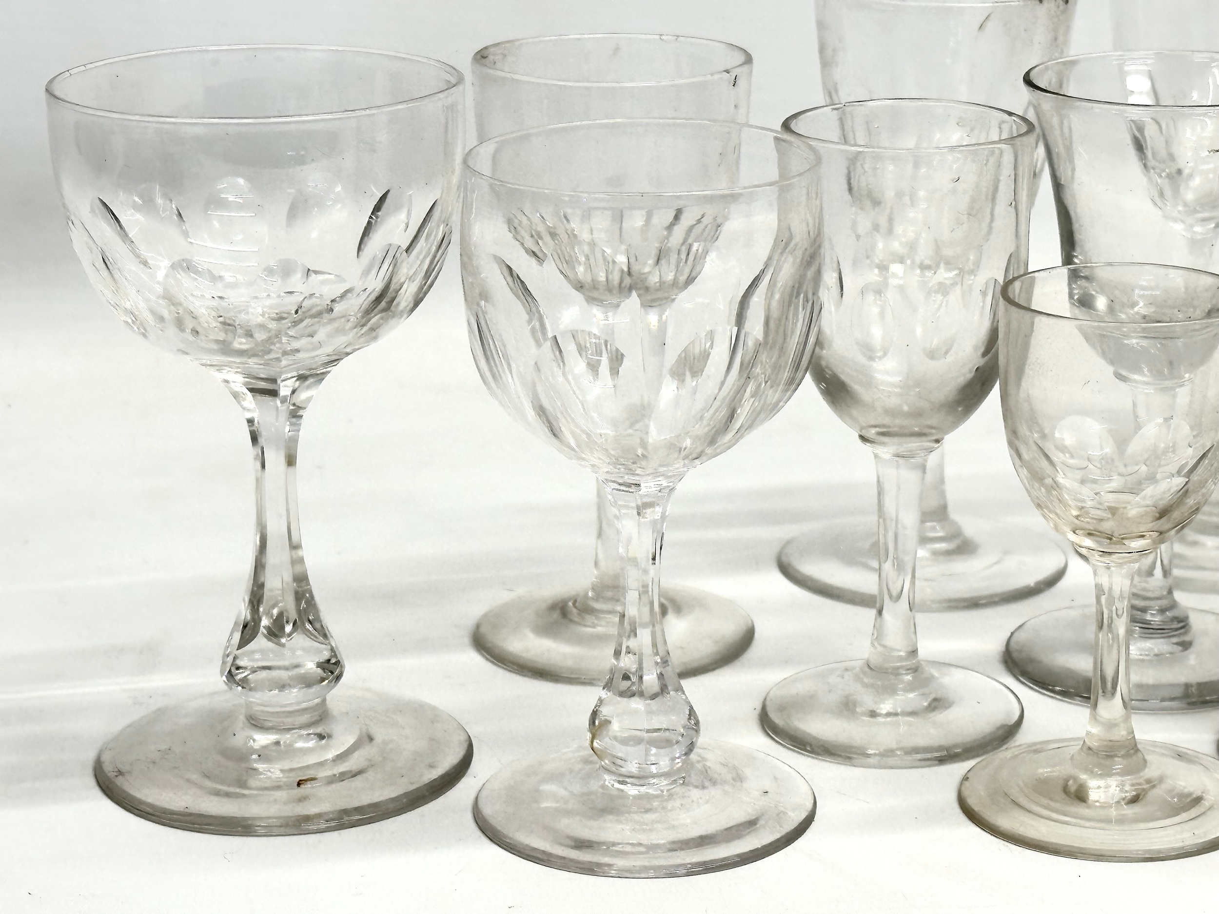 A collection of Mid/Late 19th Century Victorian slice lens cut drinking glasses. 13cm. 12cm. 11cm. - Image 2 of 9