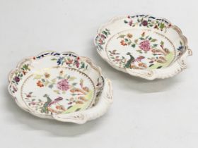 A pair of Early 19th Century English hand painted porcelain serving dishes. Probably Spode. Circa