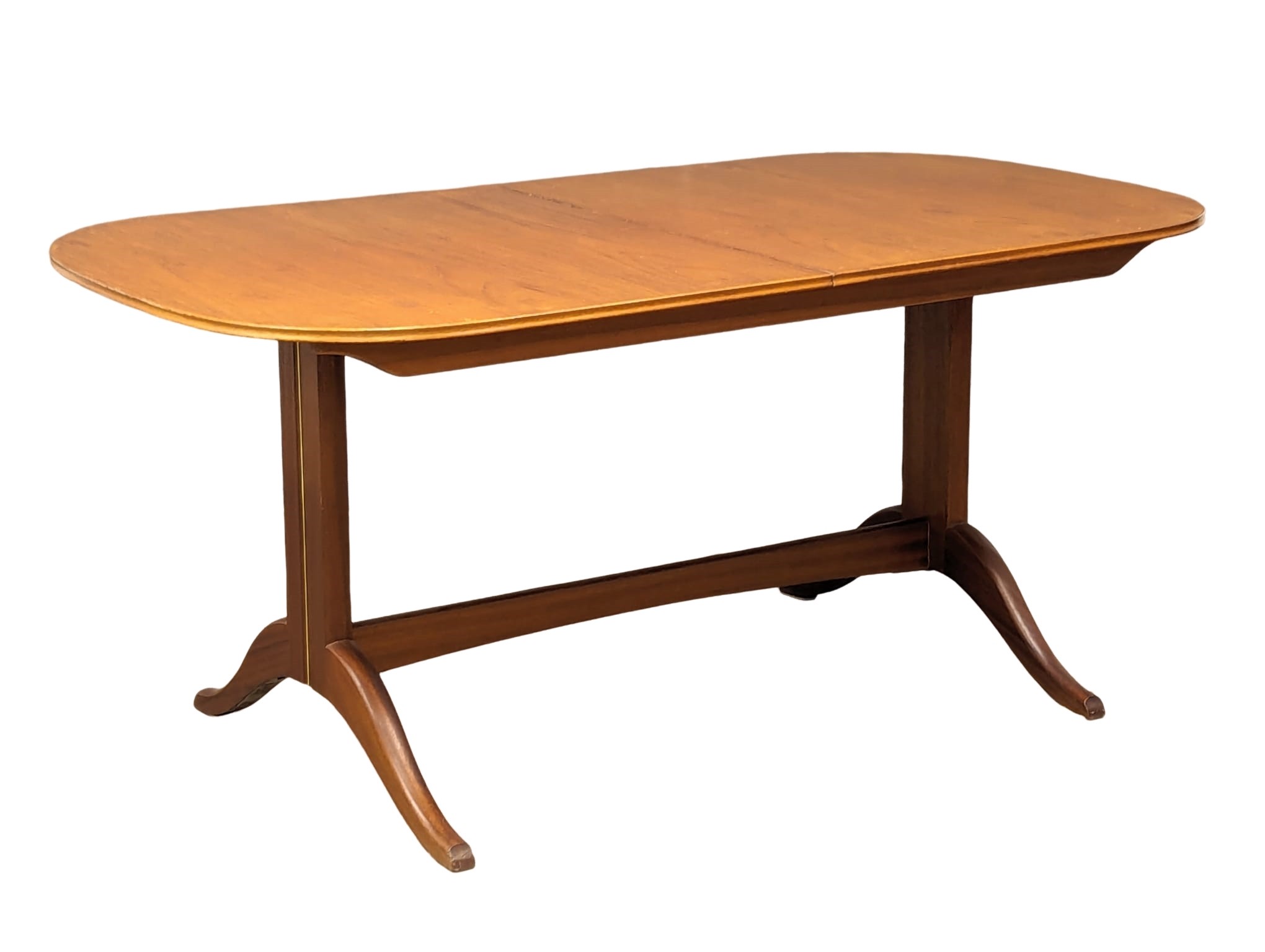 A Mid Century teak extending dining table by Beithcraft. Extended 213.5x92x76cm