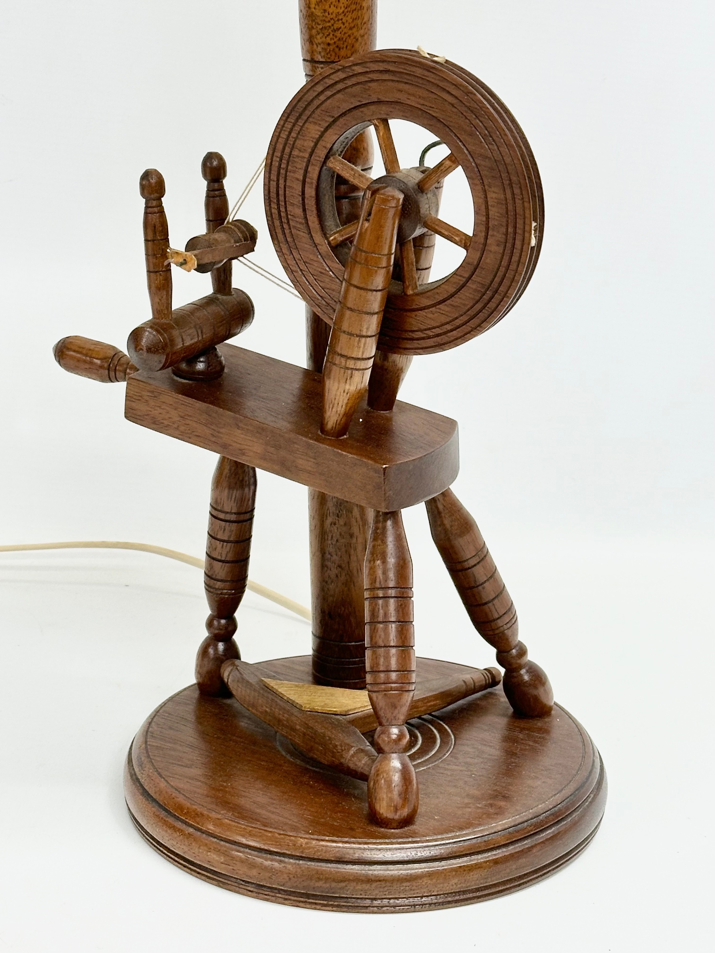 A large spinning wheel table lamp. 79cm - Image 2 of 3