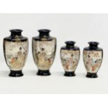 2 pairs of Early 20th Century Japanese vases. Signed by Kusube for Satsuma. Circa 1900. 13x25cm