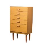 A 1960s Mid Century tallboy. 68.5x44.5x123cm