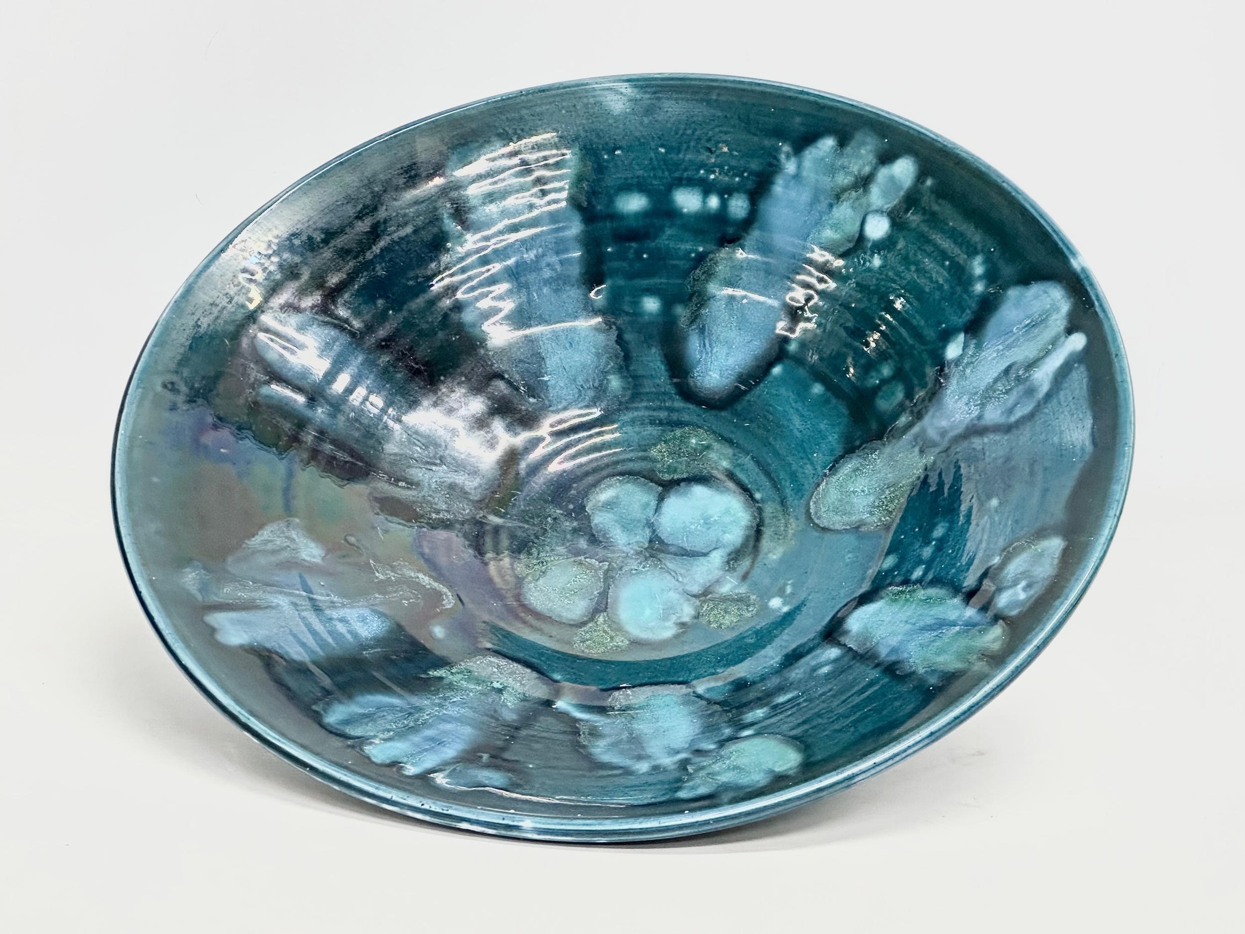 A large signed glazed stoneware bowl. 40x9cm