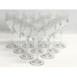 A set of 10 crystal wine glasses. 19cm