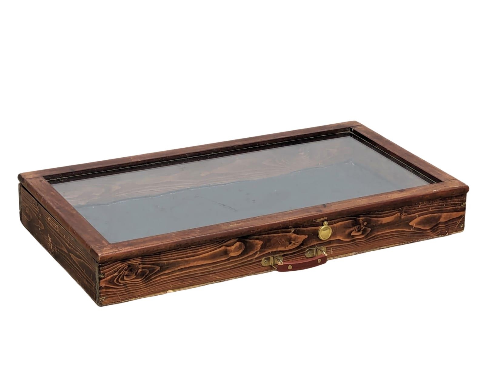 A travelling display case. 89x49.5x12cm