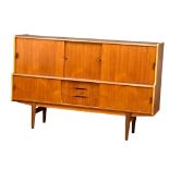 A Danish Mid Century teak highboard credenza by ES Möbler. 190x46x122cm