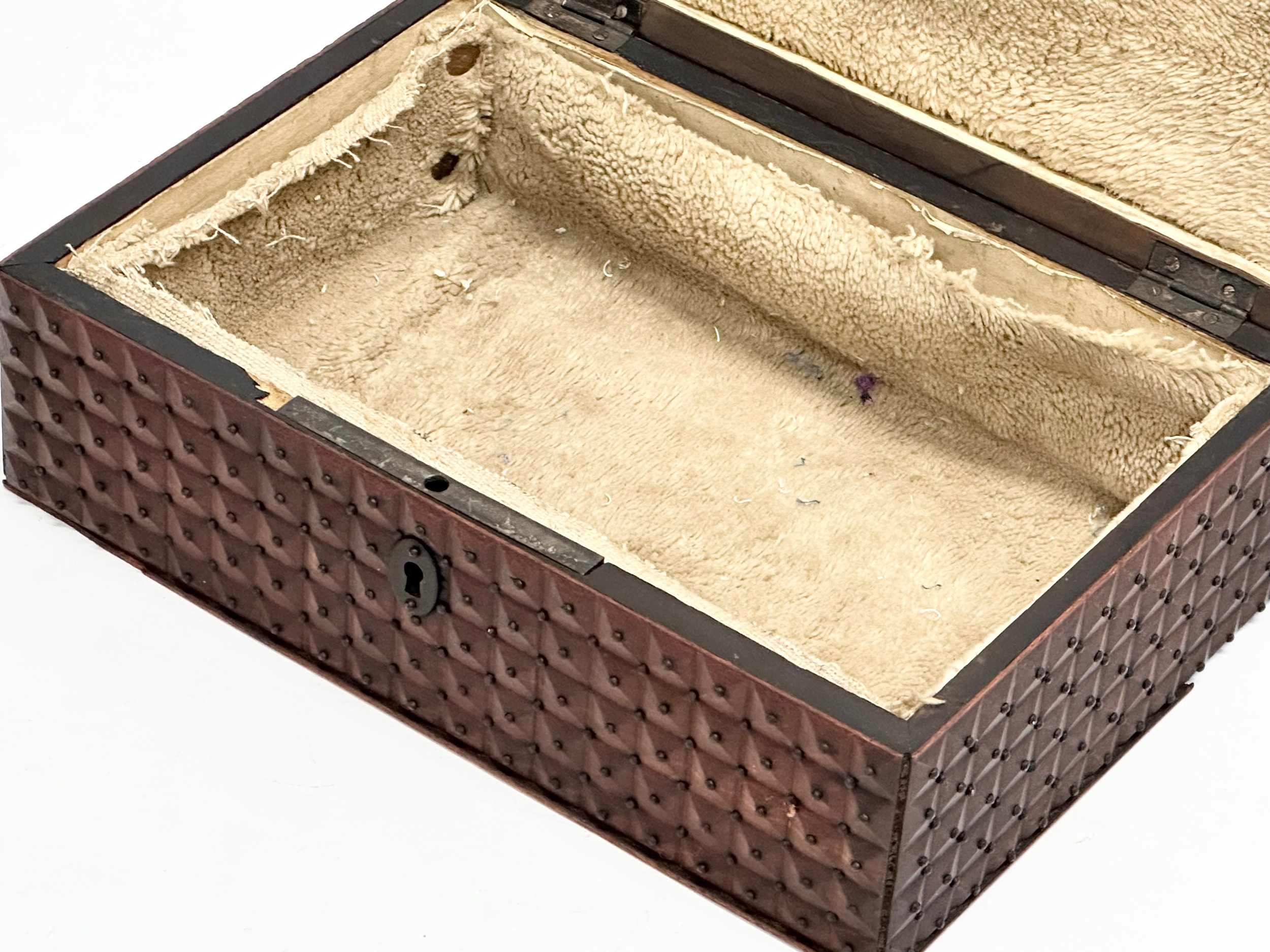 A Late 19th Century Victorian jewellery box with metal studs. 24.5x16.5x9cm - Image 3 of 7