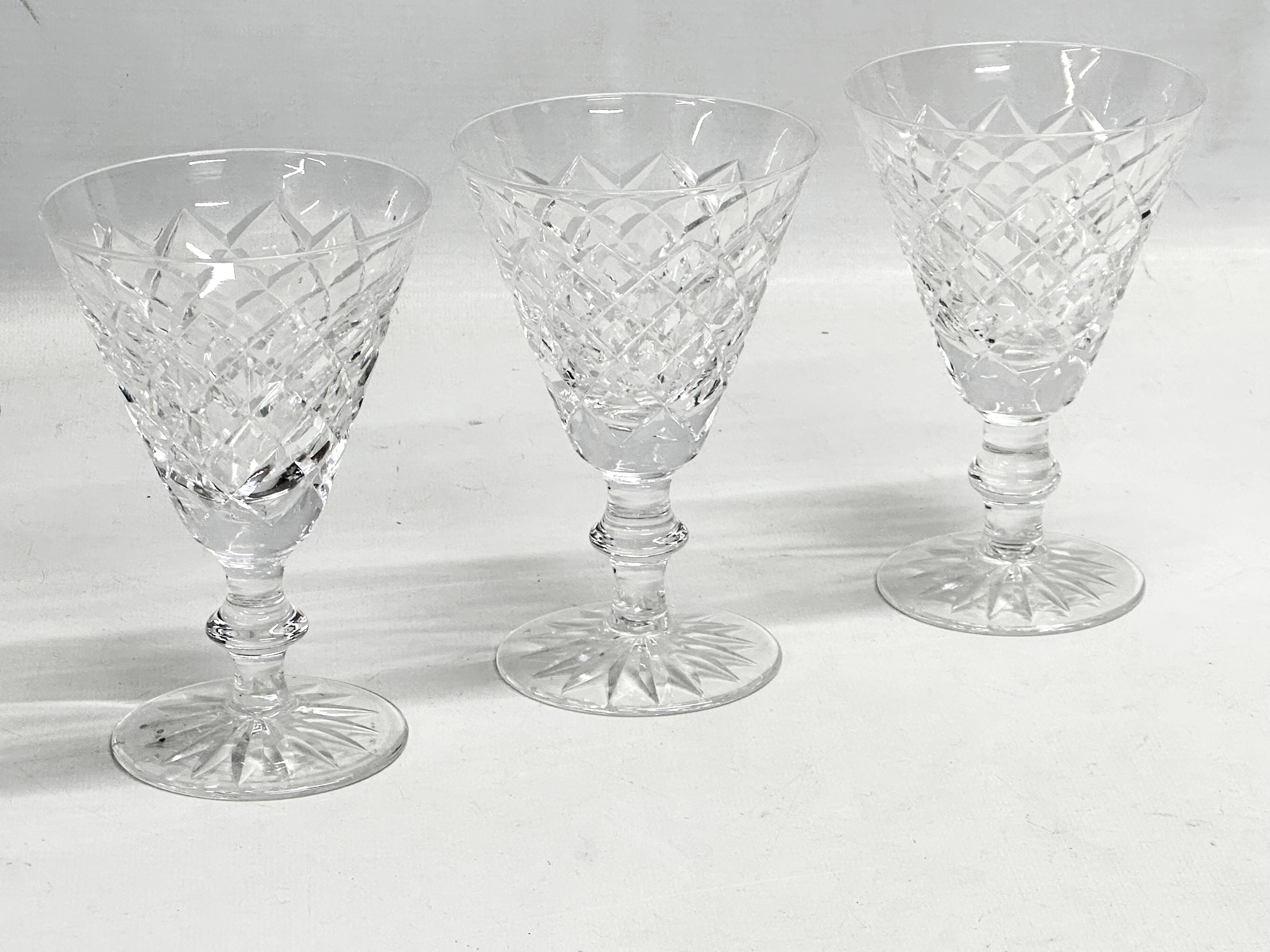 A set of 3 Waterford Crystal ‘Adare’ claret wine glasses. 9x13.5cm