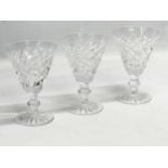 A set of 3 Waterford Crystal ‘Adare’ claret wine glasses. 9x13.5cm