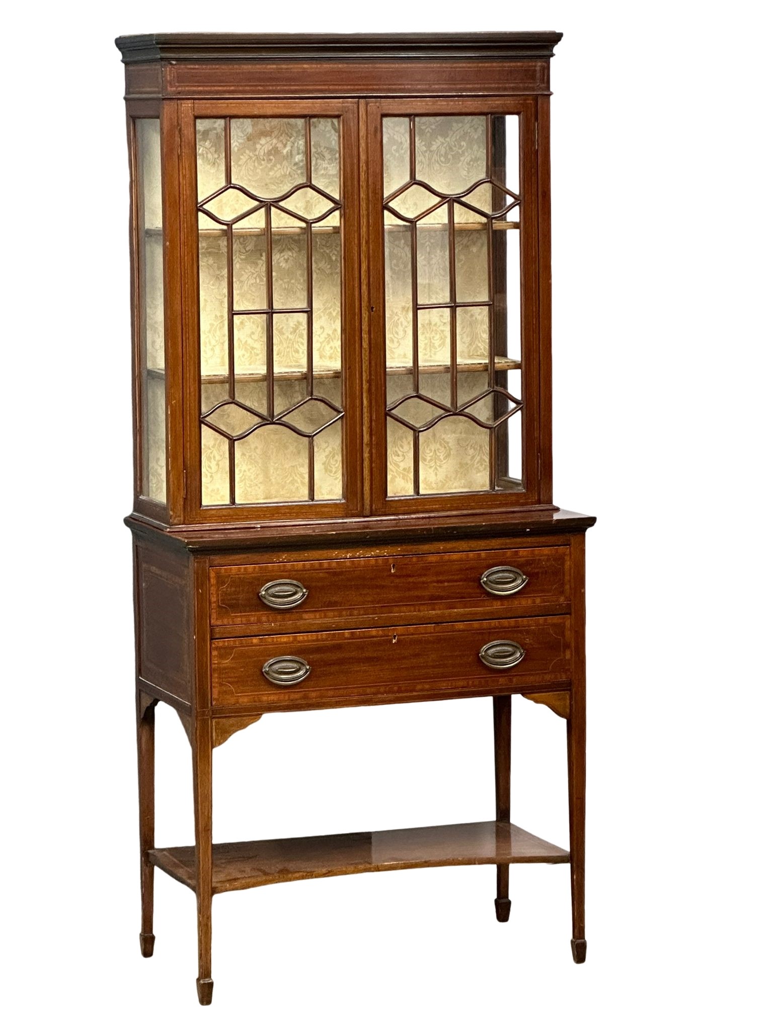 An Early 20th Century Sheraton Revival inlaid mahogany bookcase with 2 drawers. 83.5x42x183.5cm - Image 2 of 6