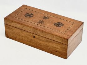 A large Victorian inlaid mahogany jewellery box. 40x19.5x13cm