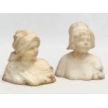 2 late 19th/Early 20th Century alabaster busts of Dutch women. 13cm