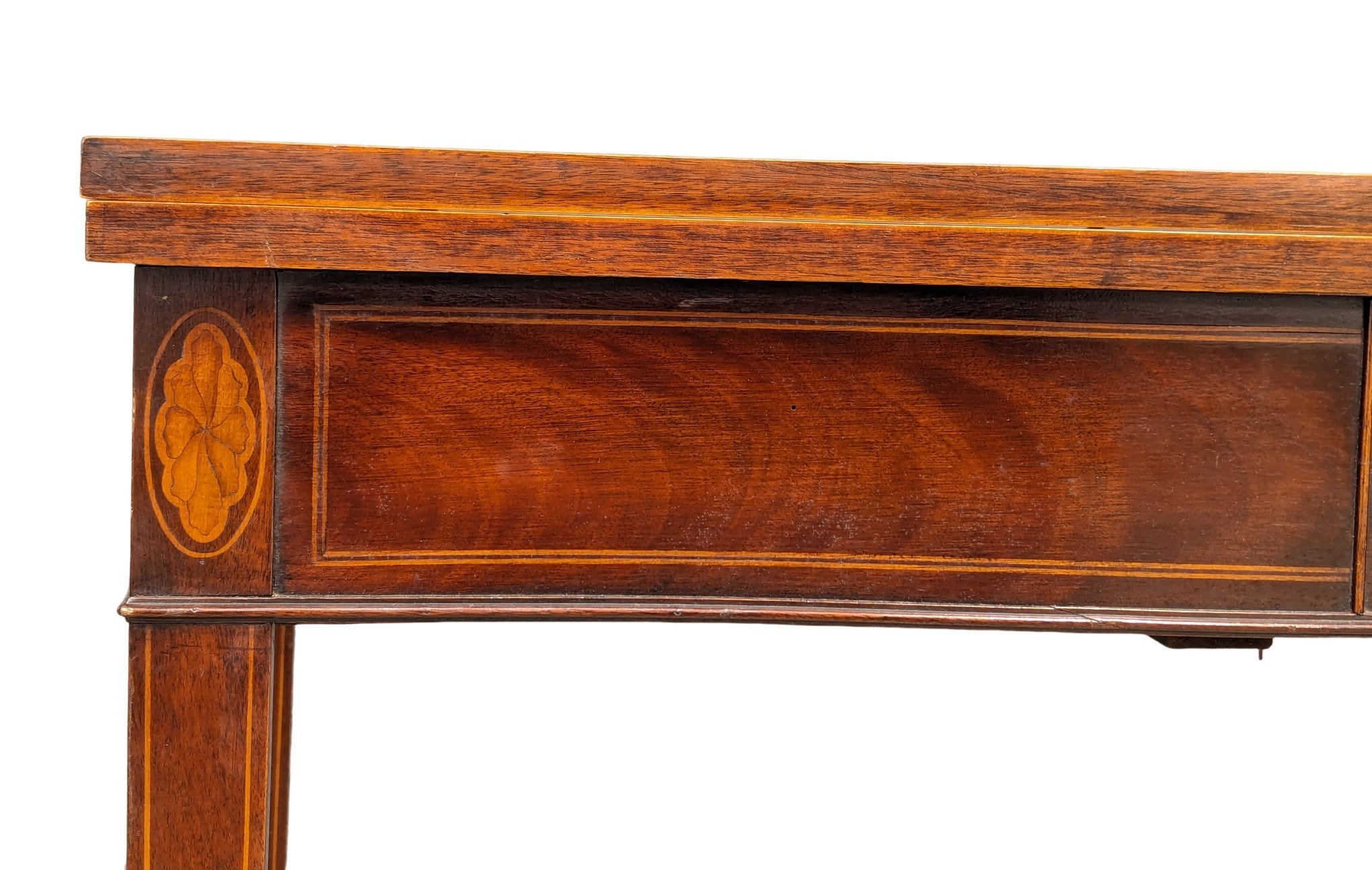 A Sheraton style inlaid mahogany turnover tea table/dining table - Image 7 of 9