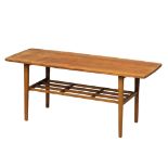 A Mid Century teak 2 tiered coffee table by Nathan. 107x40.5x45.5cm