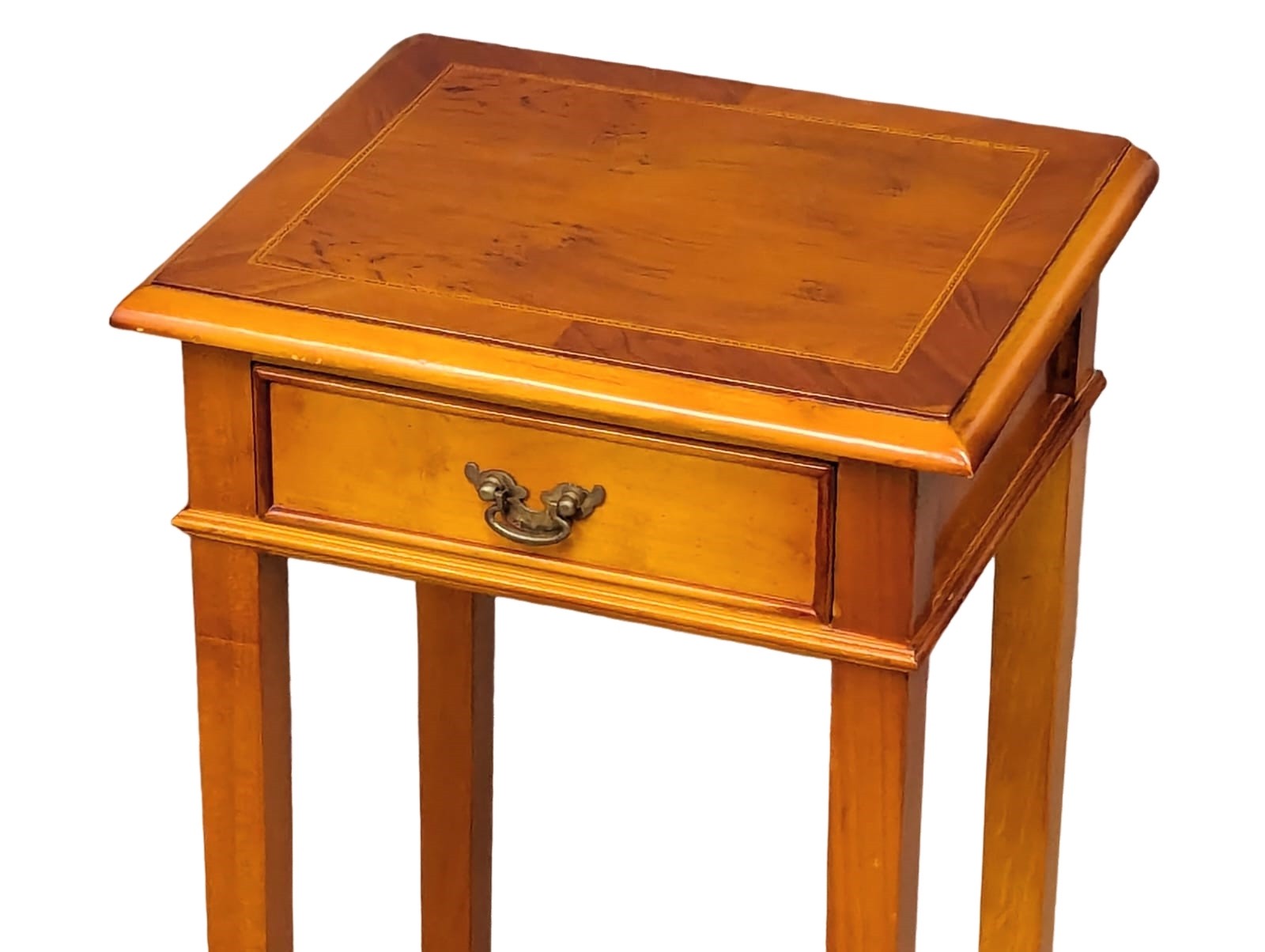 A Georgian style inlaid yew wood side table with 6 drawers with other matching table. 82x35x75cm - Bild 5 aus 7