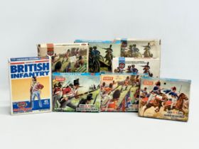 8 boxes of vintage Airfix HO-OO scale British military soldiers. 2 boxes of Airfix American War of