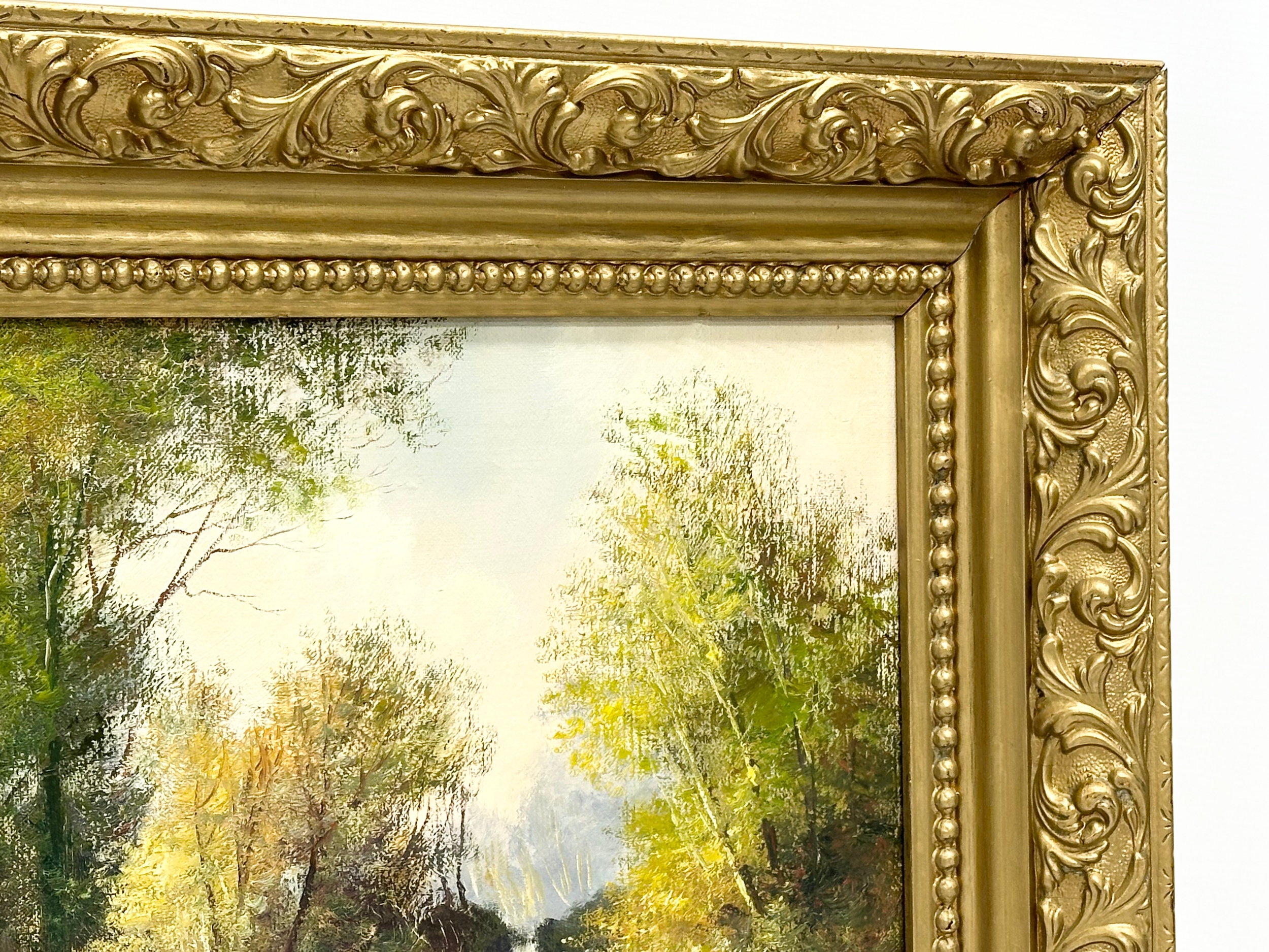 An oil painting on canvas by Will Cunningham. River Glenariff. In a late Victorian gilt frame. - Image 4 of 8