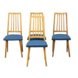 A set of 4 Mid Century beech kitchen chairs. Made in Czechoslovakia.