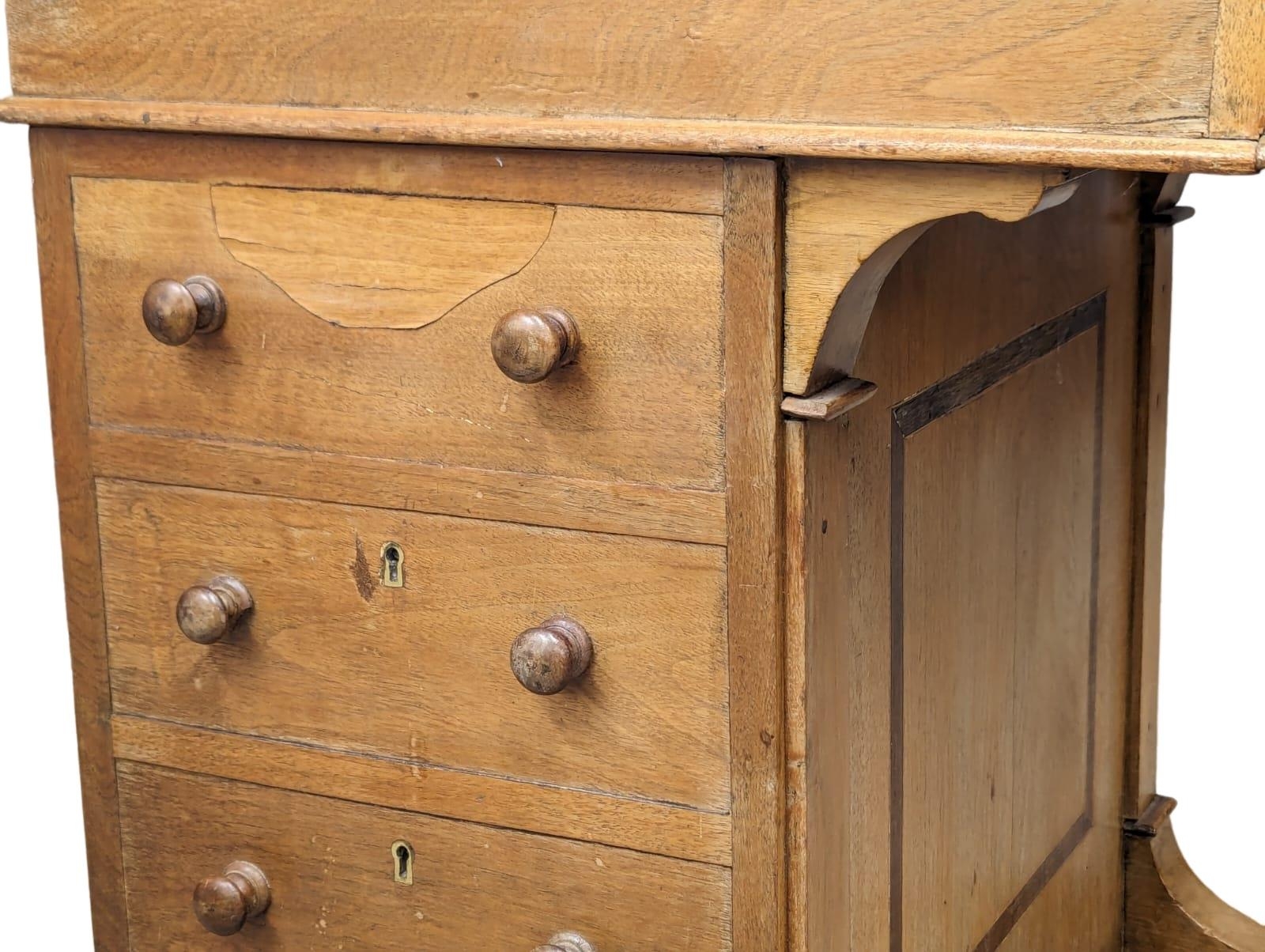 A Victorian walnut Davenport desk with maple interior. - Bild 3 aus 10
