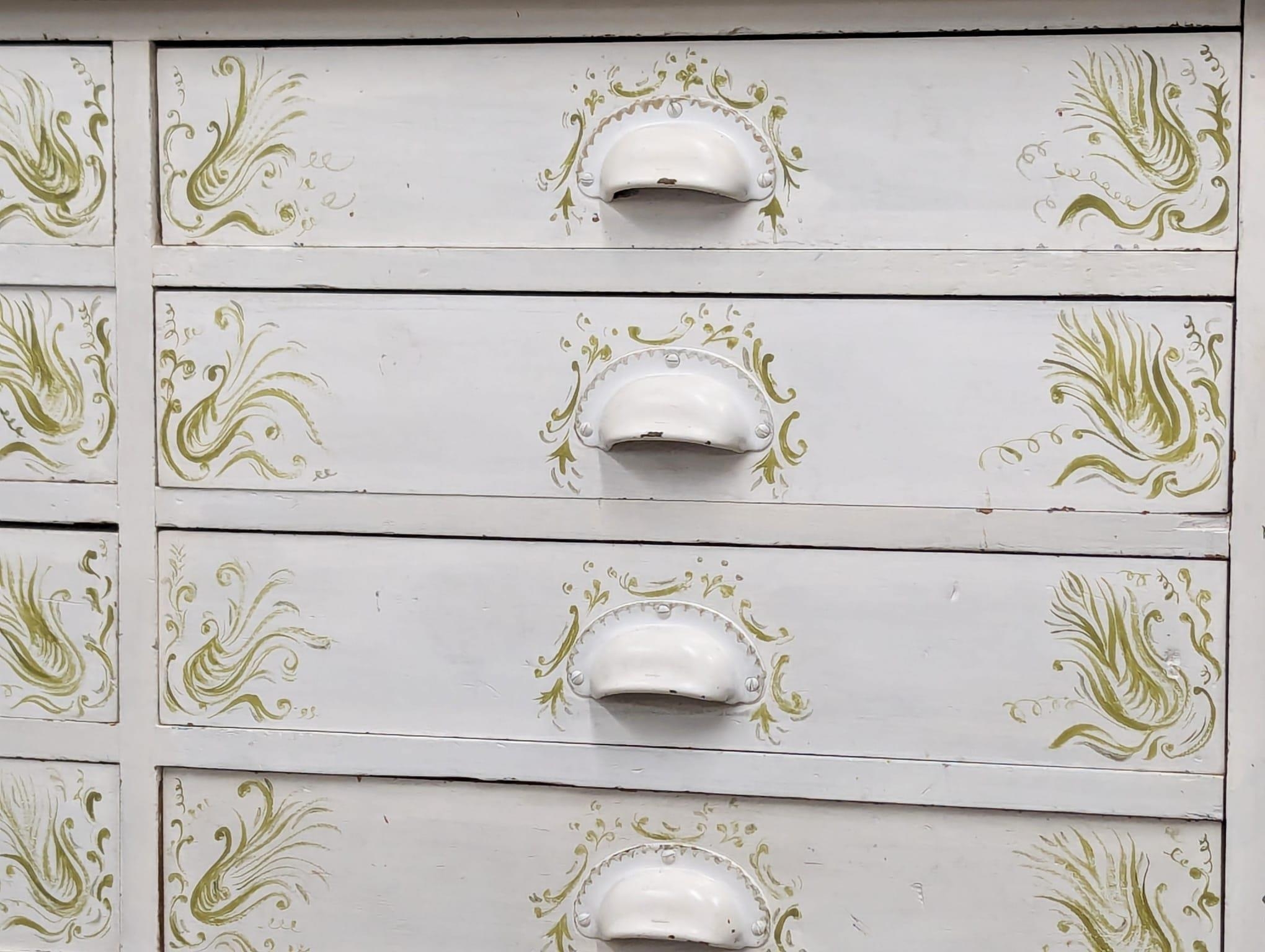 A large Late 19th Century painted pine multi drawer chest. Circa 1900. 122x50x102cm - Image 6 of 8