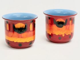 A pair of Poole Pottery ‘Flambé Volcano’ jardiniere/planters. 17.5x15cm