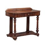A Victorian mahogany hall table on turned supports and drawer, circa 1870s. 92cm x 45cm x 76cm