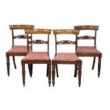 A set of 4 Late George IV rosewood bar back dining chairs. Circa 1820-1830.