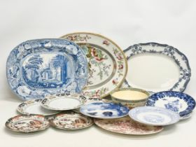 A collection of 19th and Early 20th Century dinner plates, platters and bowls. Mason’s, Minton,