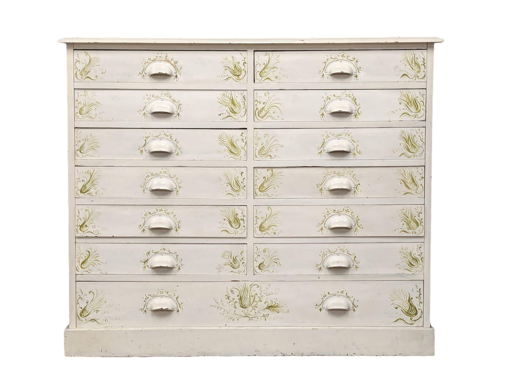 A large Late 19th Century painted pine multi drawer chest. Circa 1900. 122x50x102cm - Image 7 of 8