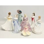 A collection of Royal Doulton and Coalport figurines.