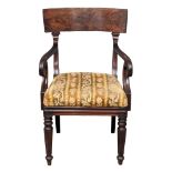 A George IV mahogany bar back armchair.