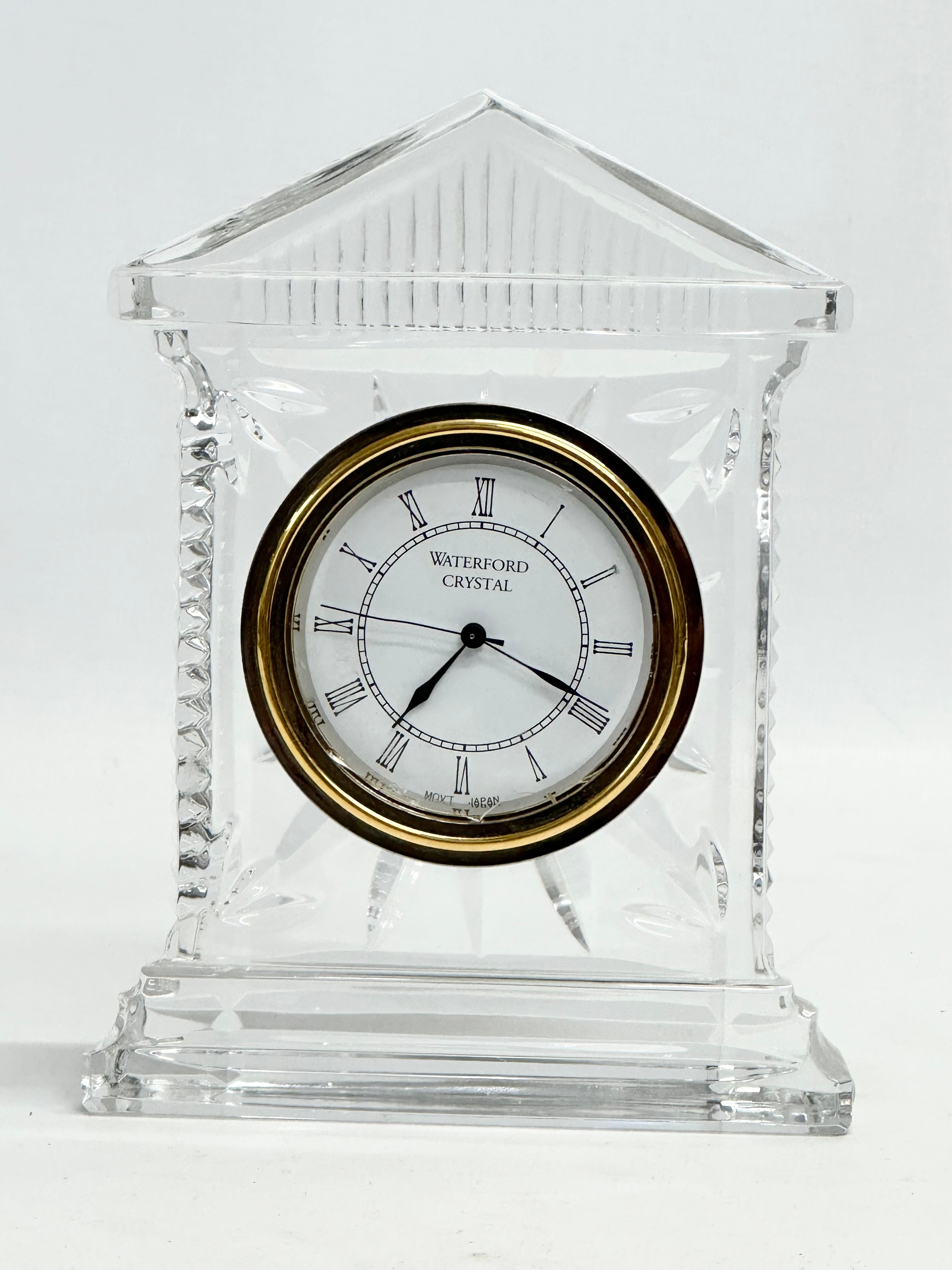 A Waterford Crystal Acropolis mantle clock. 12x16cm