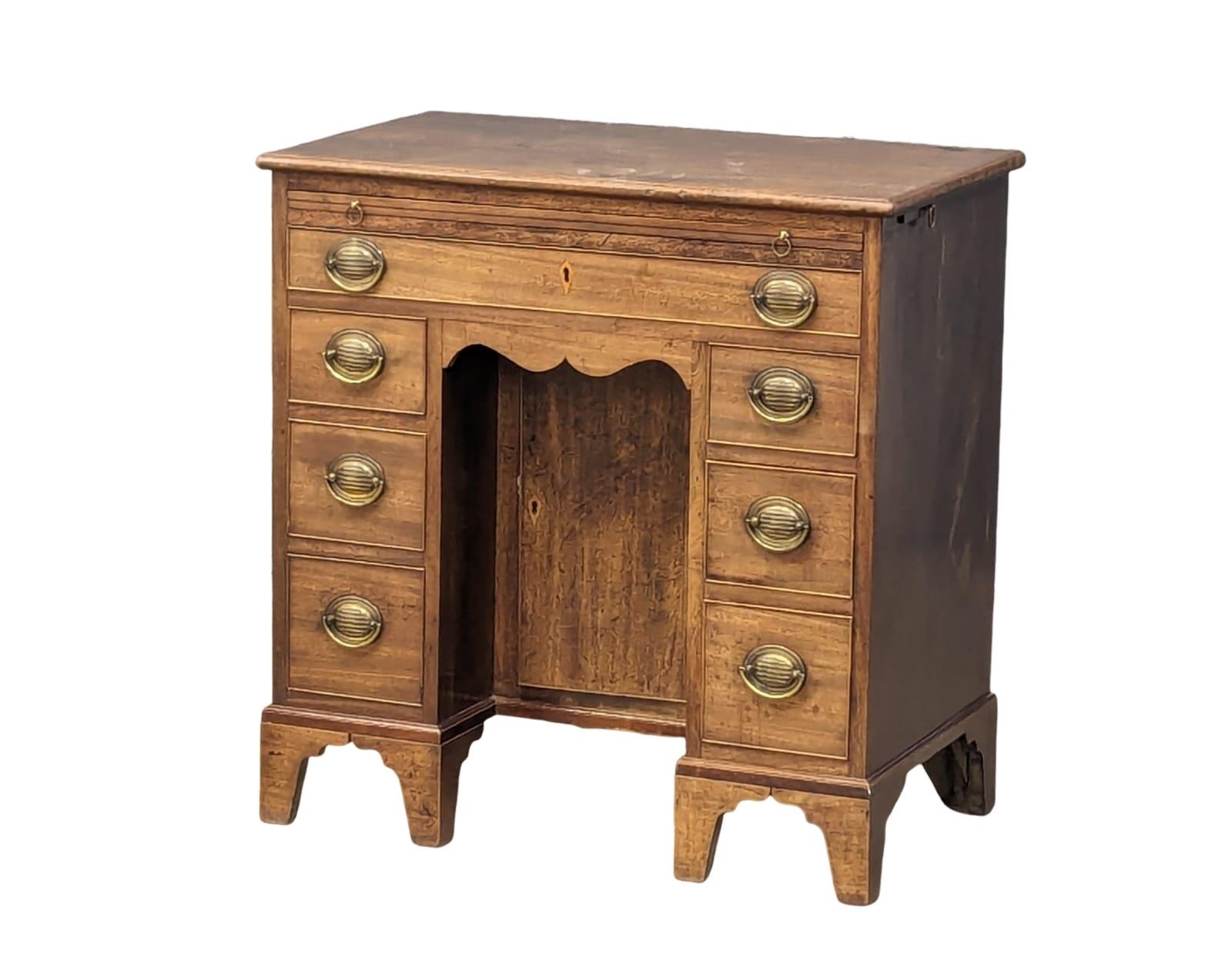 A small Early George III mahogany writing desk with candle stands. Circa 1760-1770. 80x47.5x82.5cm. - Image 9 of 9