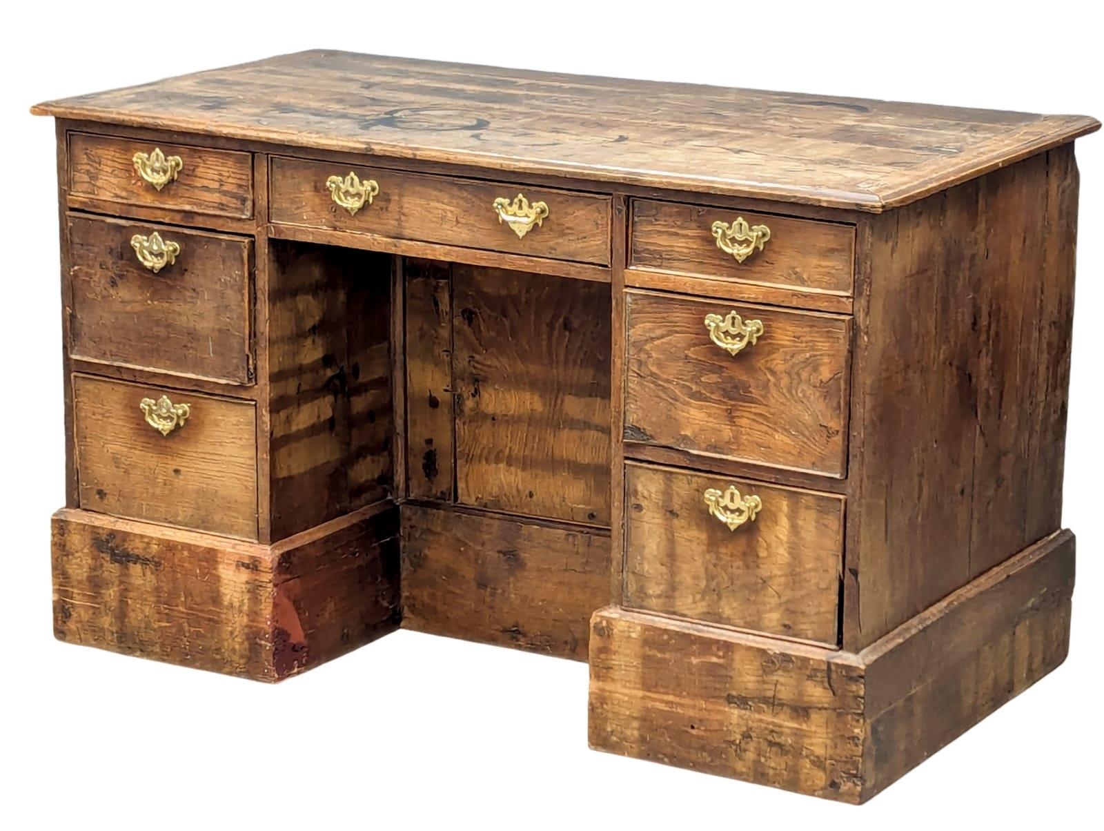 A Late 18th Century George III oak pedestal desk. 128x68x77cm