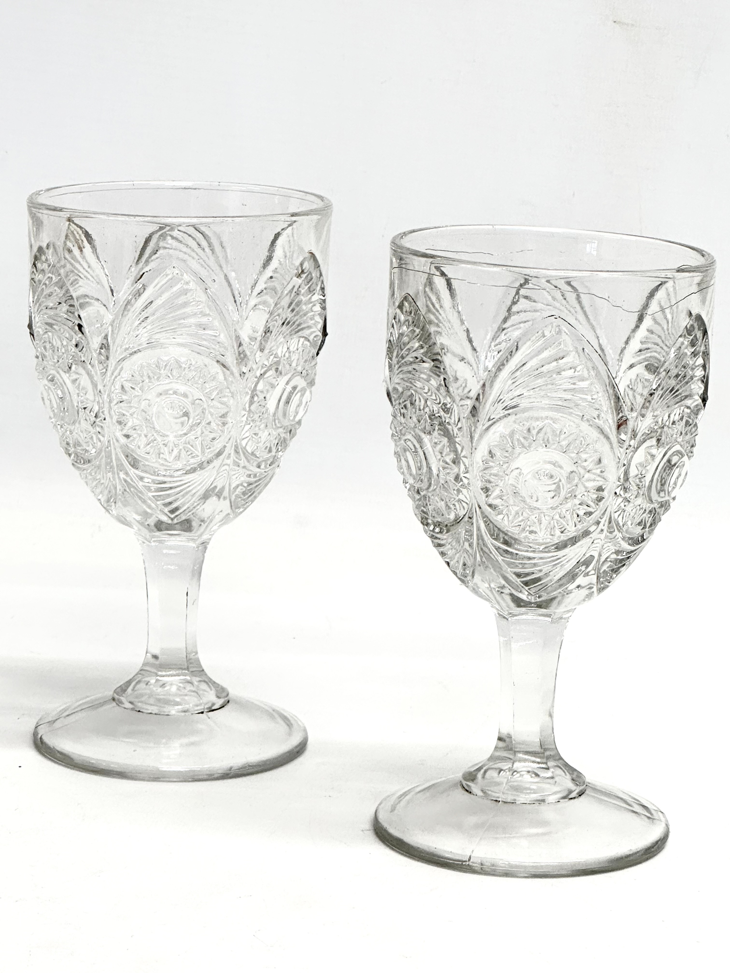 4 Late 19th and Early 20th Century cut and pressed drinking glasses. A large Victorian frosted cut - Image 4 of 7